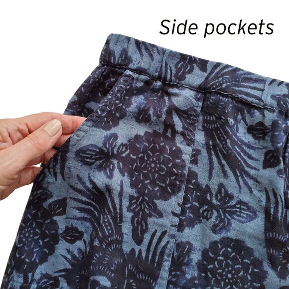 Encore by Idina Menzel Petite Cotton Gauze Ankle Pants Blue Floral Print 2XP - Picture 7 of 16